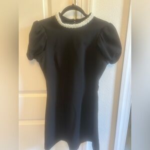 Likely Black Dress with Pearl Collar Detail